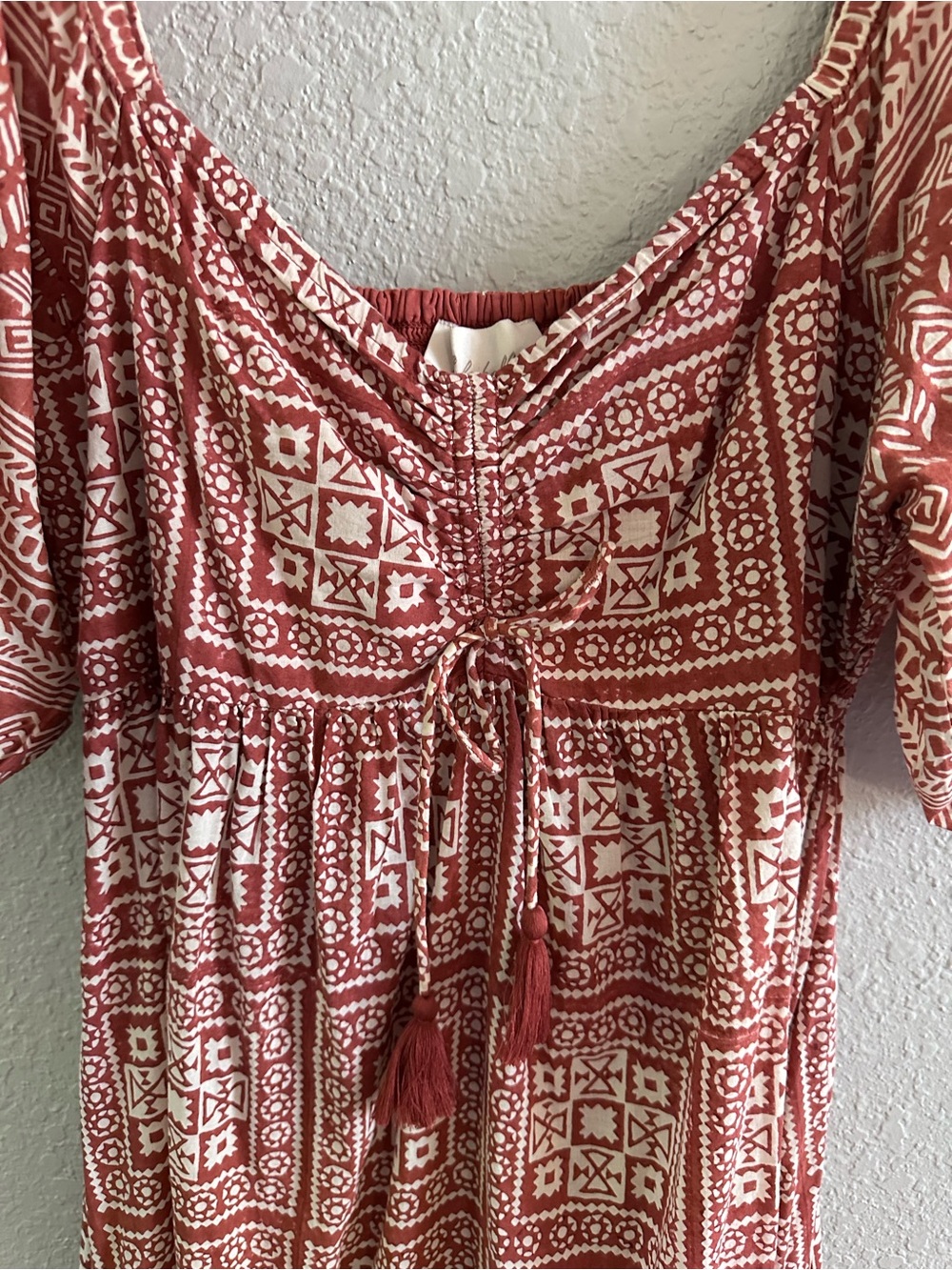 Cleobella Joely Midi Dress Terracotta and Ivory Southwestern Geometric Print - Picture 3 of 12